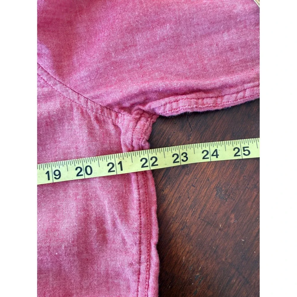 Banana Republic Mens Untucked Slim Fit Button‎ Up Shirt Red Muslin cotton
